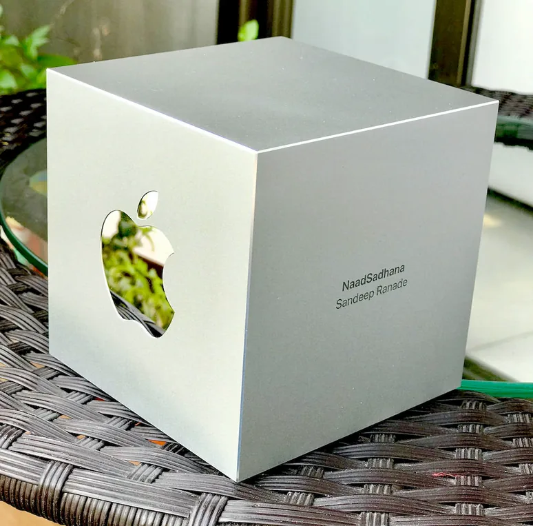 Apple Design Award cube engraved NaadSadhana, Sandeep Ranade