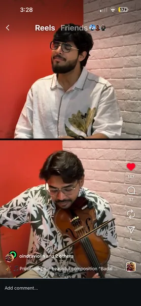 Instagram reel: a violin duet with NaadSadhana